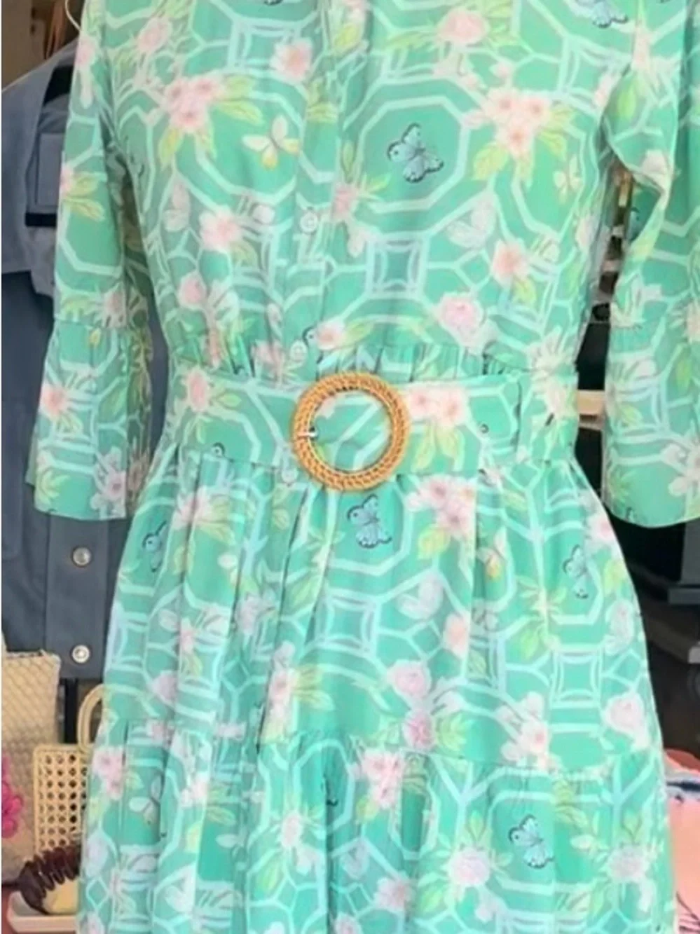 Marigold by Victoria Dunn Darcy DRESS in BUTTERFLY REVERIE. LargeNWT Rattan belt - Picture 3 of 15